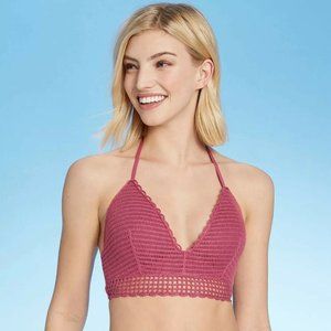 Shade & Shore Crochet Long Line Bikini Top NWT